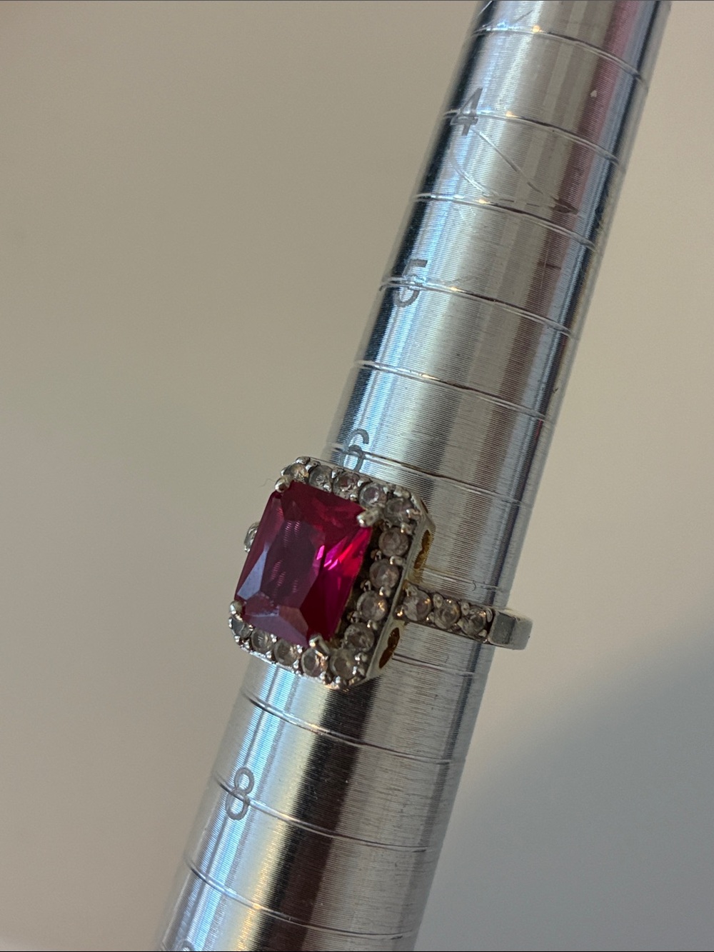 Pink Ruby-Style Halo Ring - Picture 5 of 7